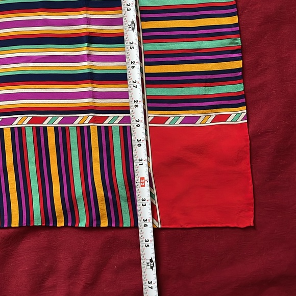 YSL Large Silk Stripped Multicolored Scarf - Picture 4 of 6